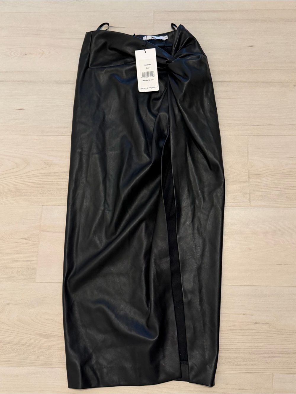 Boa. Faux Leather Black Wrap MIDI Skirt